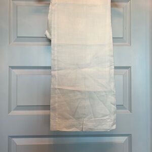 Zara White Cream Linen Semi Wide Leg Pants